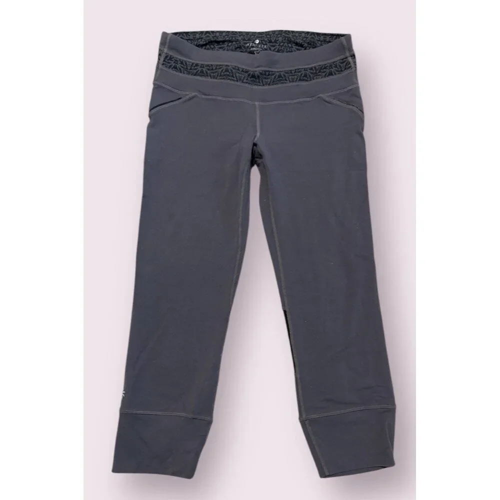 Athleta Leggings Womens S Gray Cropped Athleisure Yoga Pants‎ Drawstring Pocket